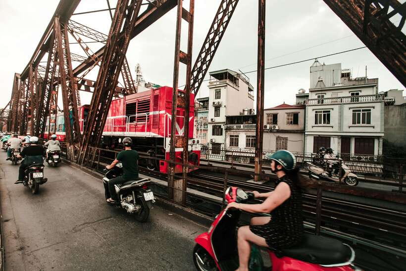 HANOI: MOTORBIKING TO TRAIN STREET & STREET FOOD TASTING - Starting in Hanoi’s Old Quarter