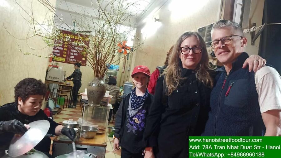 Hanoi Train Street +Best Street Food eating in old quarter - Mien tron changes the texture and pace