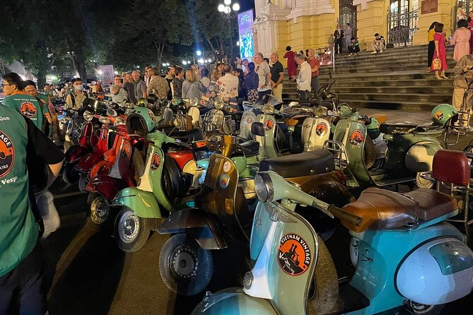 Hanoi Vespa After Dark Street Food Tour -Hidden Gem-Train Street - French Quarter views at Hanoi Opera House