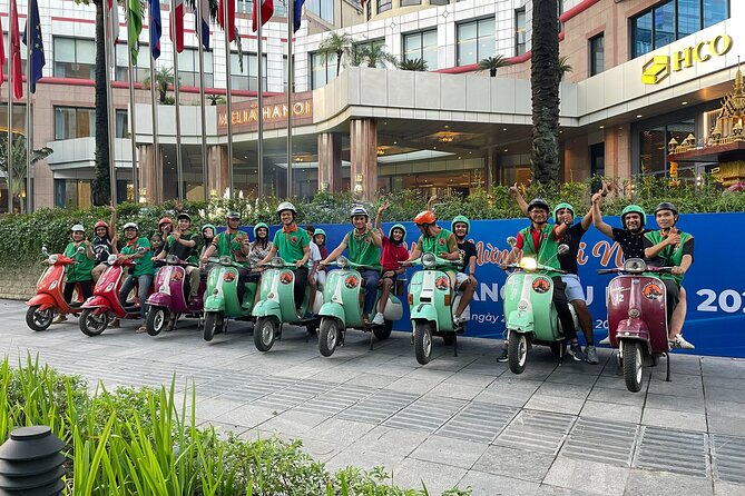 Hanoi Vespa After Dark Street Food Tour -Hidden Gem-Train Street - Ba Dinh Square and the lakeside ride
