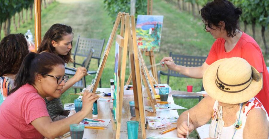 Lazise: Painting Expereince with Wine and Local Food Platter - Wine, cheese, salami, and a slower pace
