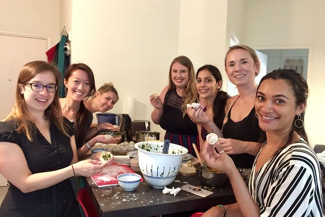 Organic Chinese Dumpling Class with Market Walk - Preparing the filling in a café kitchen