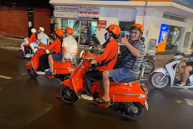 Vespa Female Ao Dai riders Night Street Food + See Train Street - Back streets, Train Street, and the final stop